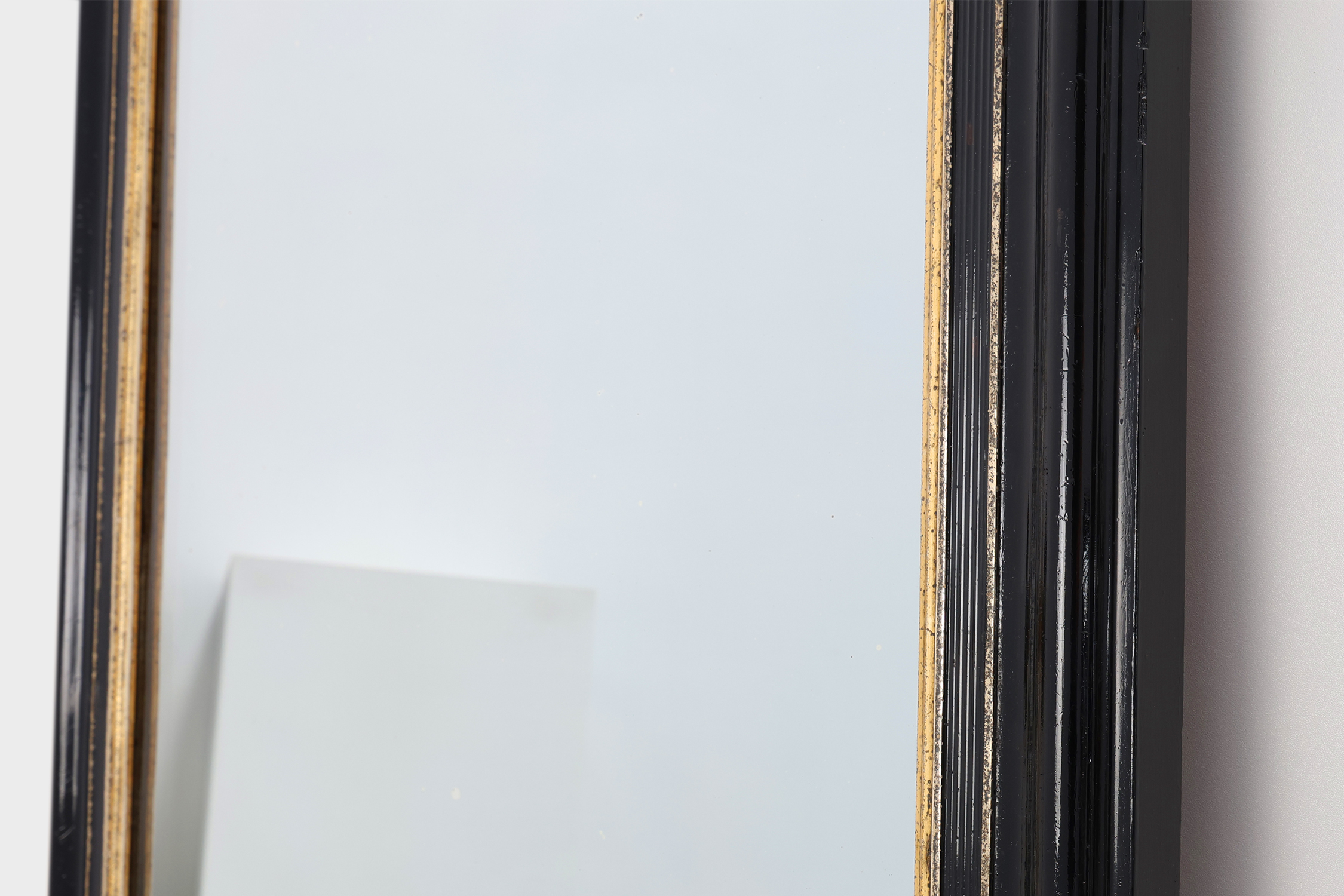 Black laquered and gilted wooden Louis Philippe mirror, France ca. 1850thumbnail